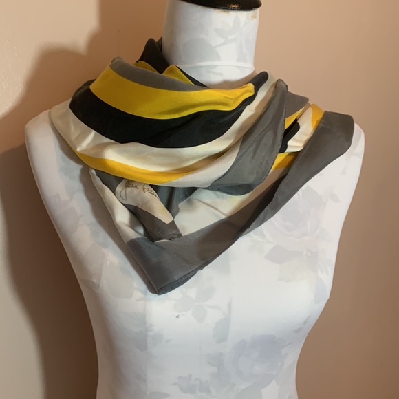 Jean Casauavz Accessories - Jean Casauave Yellow , Black, White and Gray Vintage Scarf